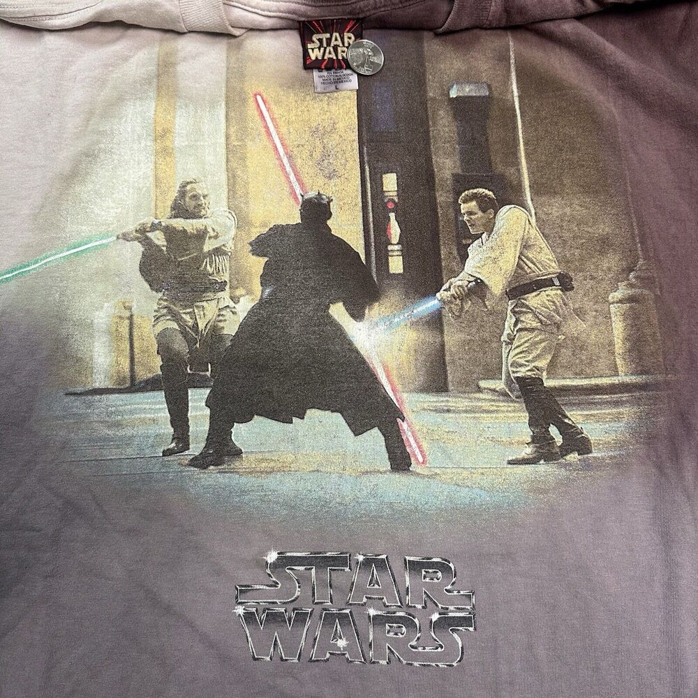 Vintage 1999 Star Wars Episode 1 Obi Wan Darth Maul Qui-Gon Jinn T-Shirt Large